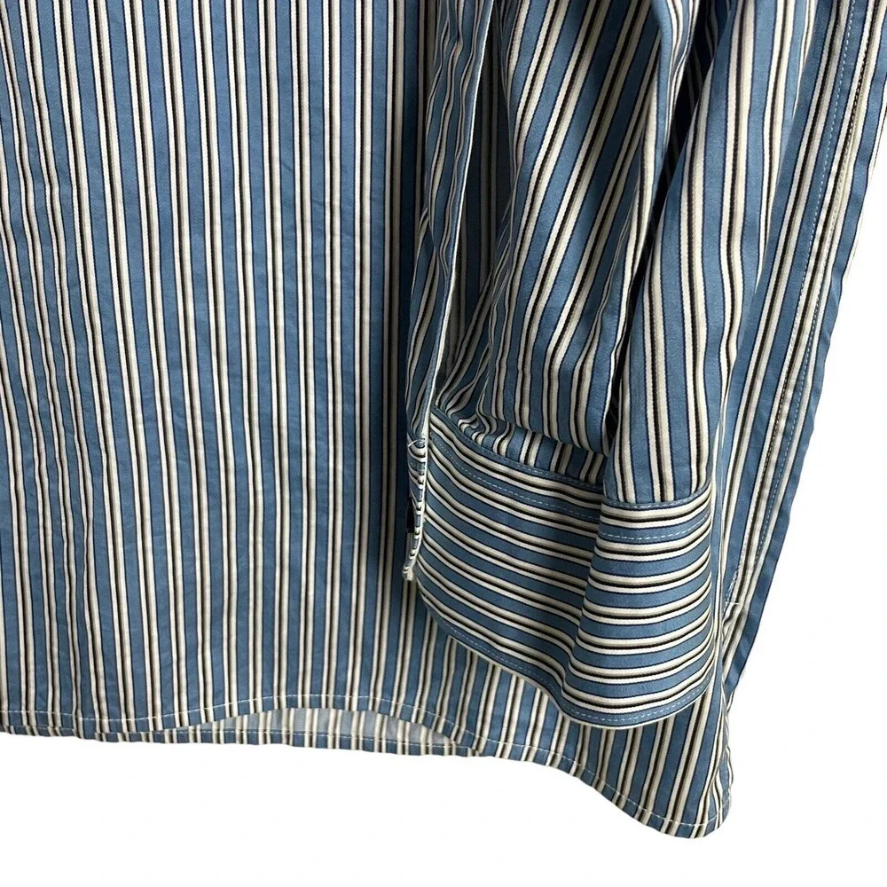 Ermenegildo Zegna Italy Size XL Button Down Long Sleeve Blue White Striped Shirt